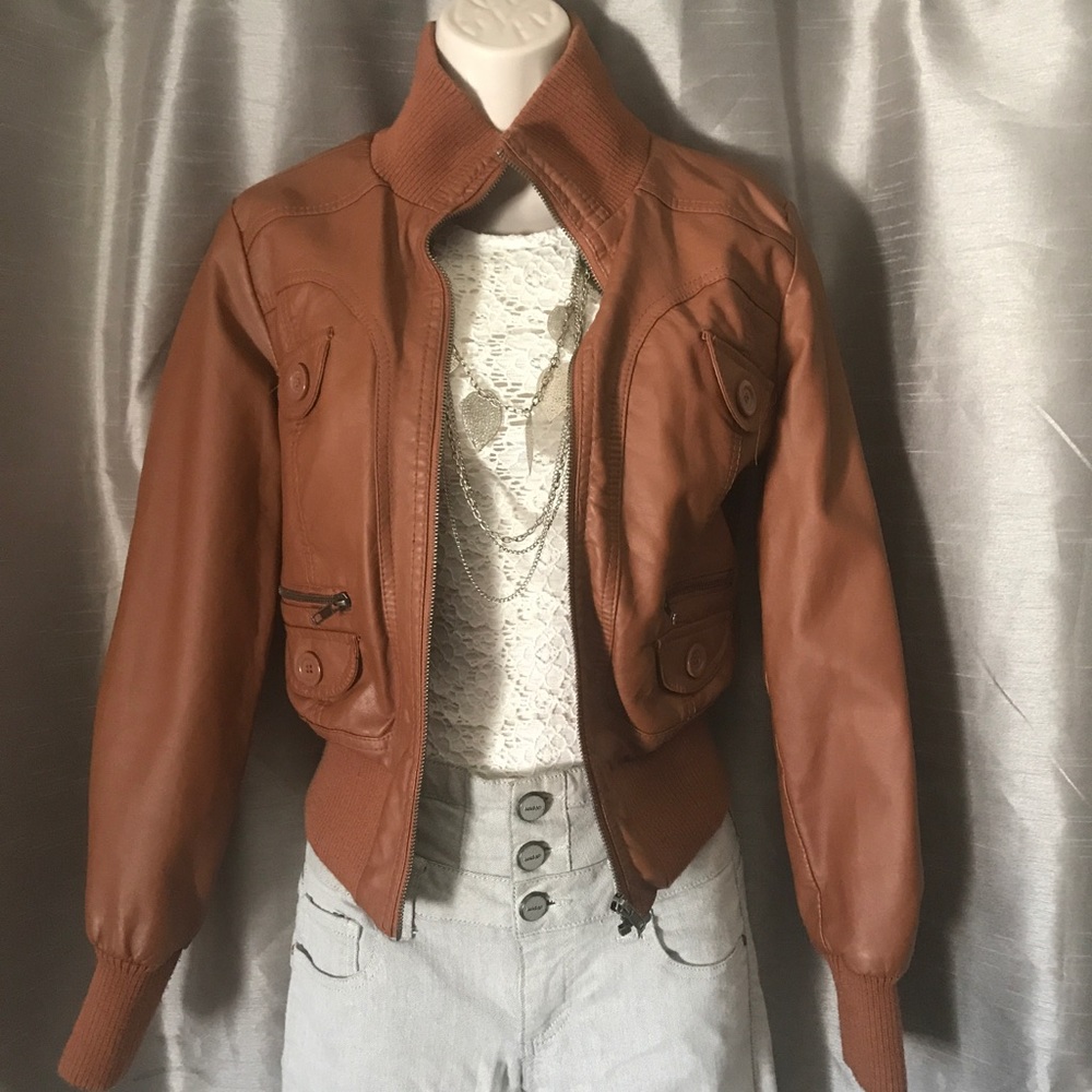 Brown faux leather jacket